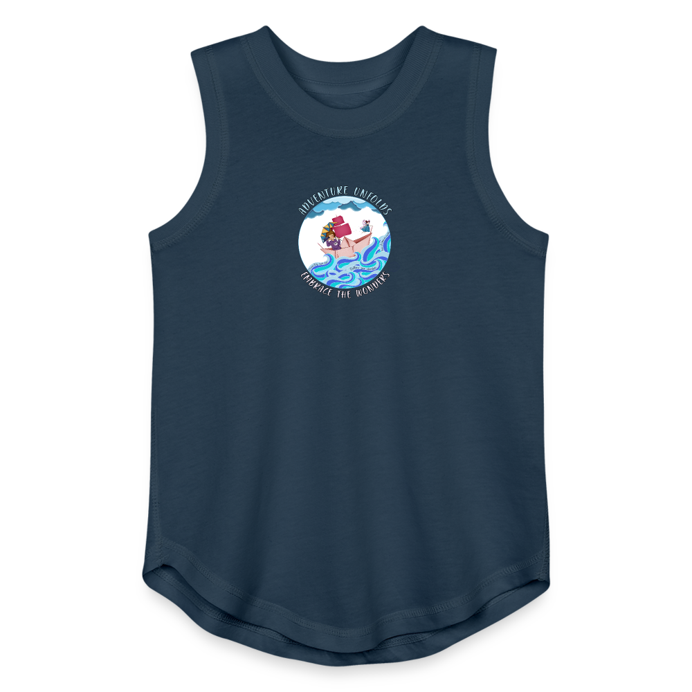 Adventure Unfolds Girls Relaxed Tank Top - denim