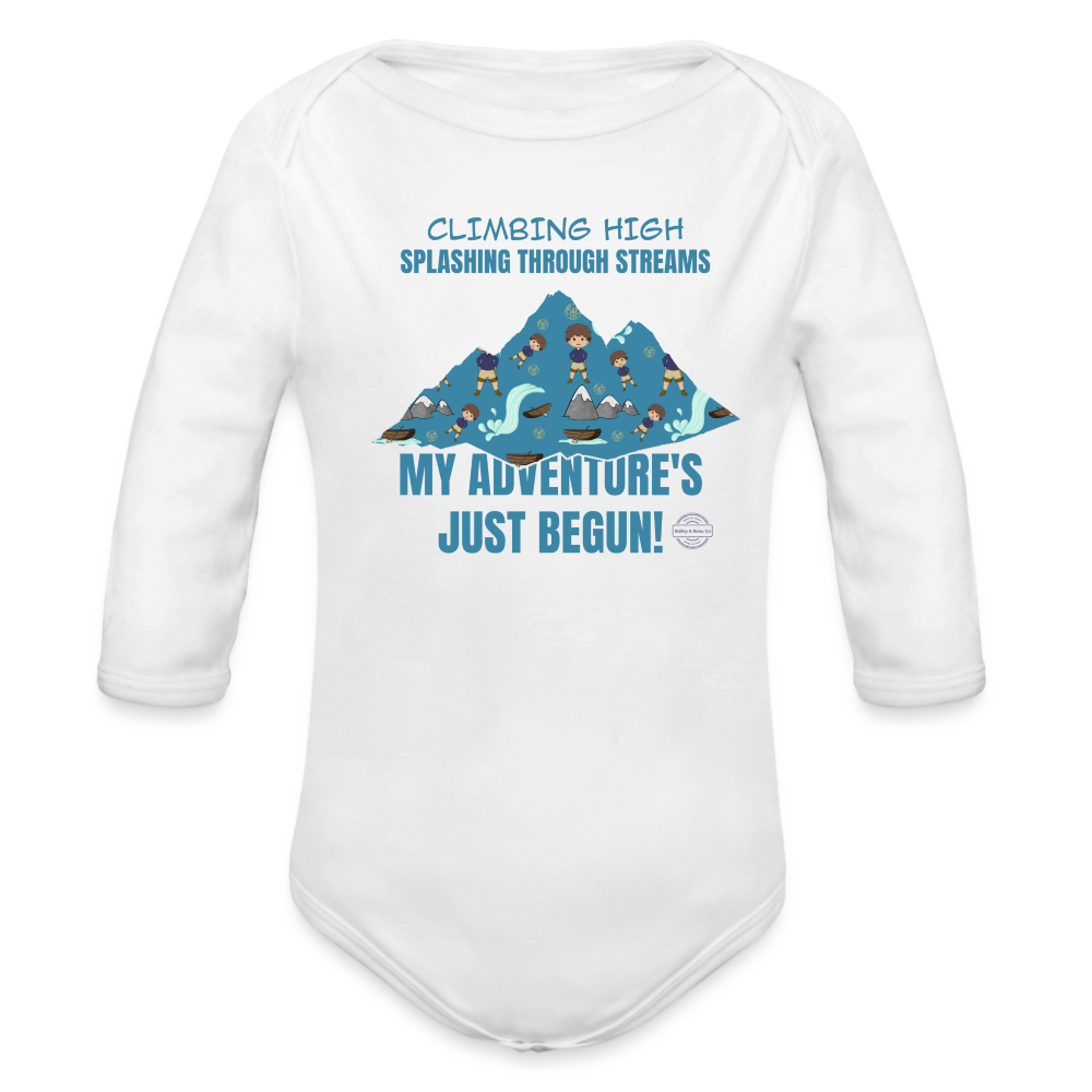 Explore Dream Discover Organic Short Sleeve Baby Onesie - white