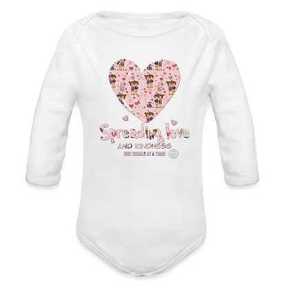 Kindness Everywhere Organic Long Sleeve Baby Onesie - white