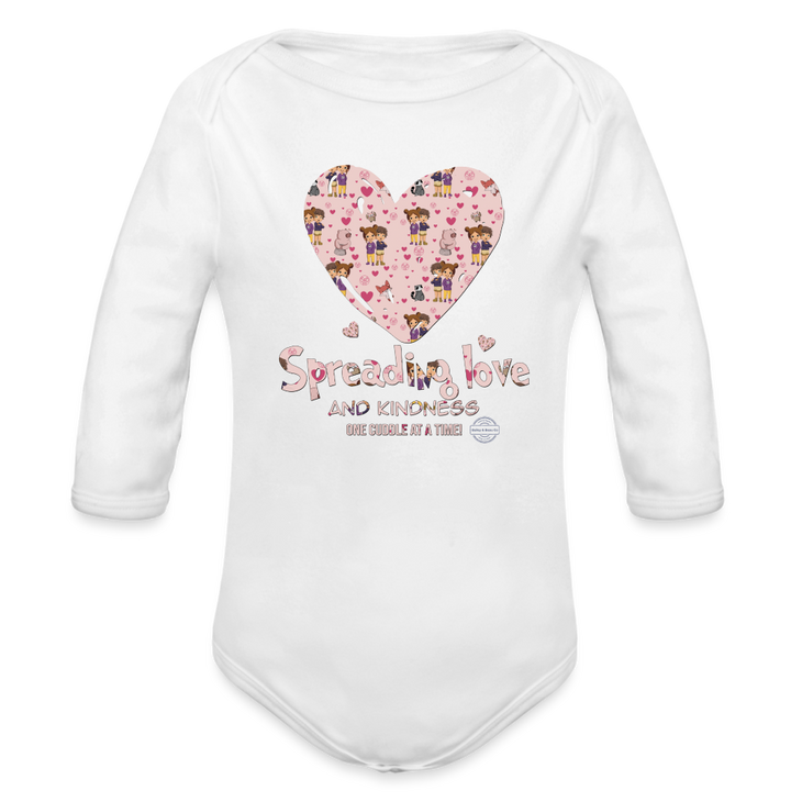 Kindness Everywhere Organic Long Sleeve Baby Onesie - white