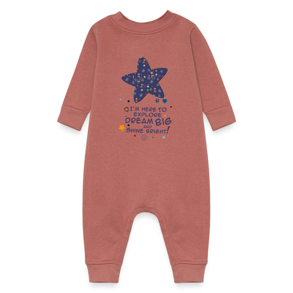 Explore Dream Discover Baby Fleece One Piece Sleeper - mauve