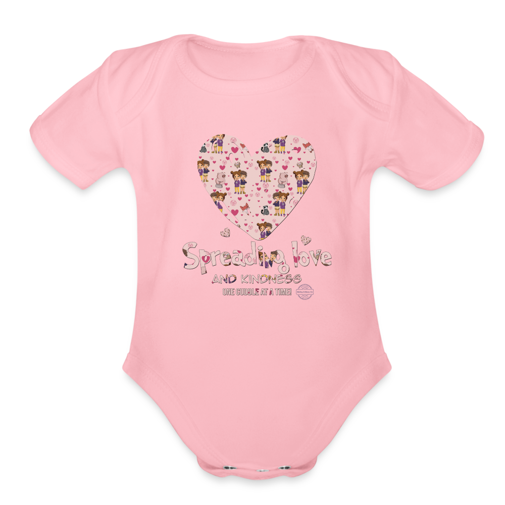 Kindness Everywhere Organic Short Sleeve Baby Onesie - light pink