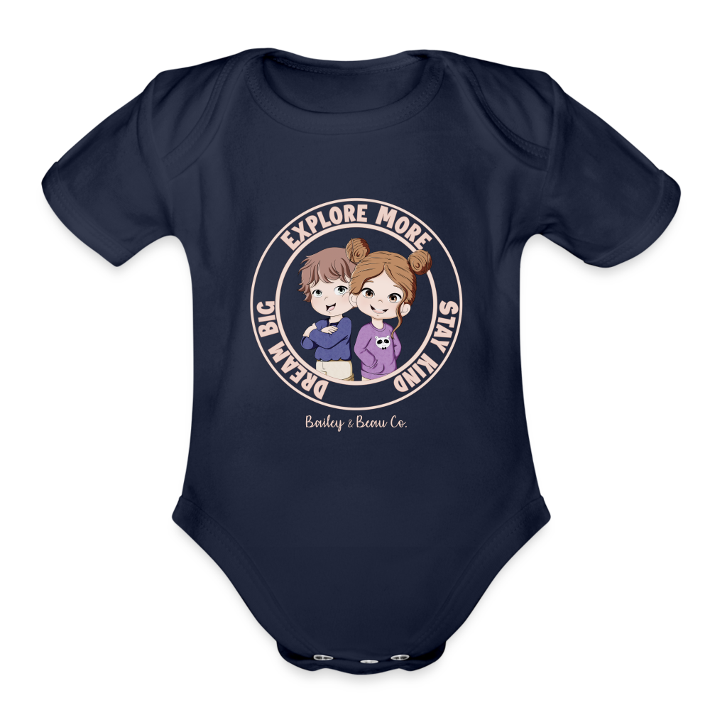 Bailey and Beau Life Organic Short Sleeve Baby Onesie - dark navy