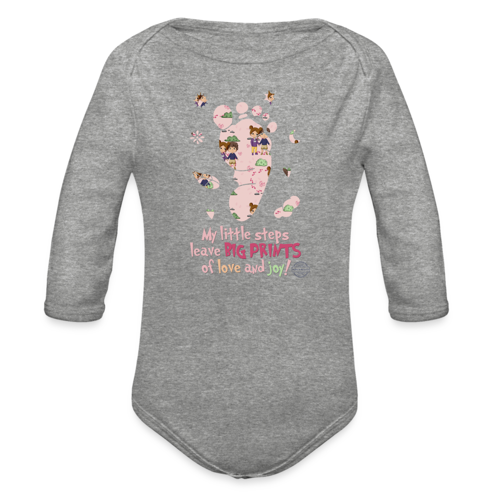 Gentle Steps Organic Long Sleeve Baby Onesie - heather grey