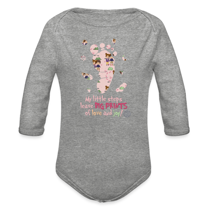 Gentle Steps Organic Long Sleeve Baby Onesie - heather grey