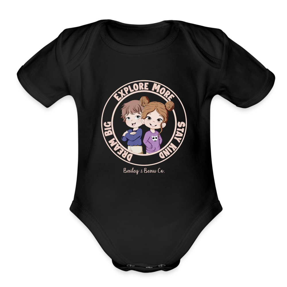 Bailey and Beau Life Organic Short Sleeve Baby Onesie - black